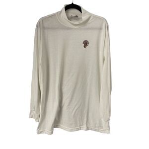 Vintage Staff By Wilson Mock Neck Shirt L Kachina Doll Native Embroidered White‎